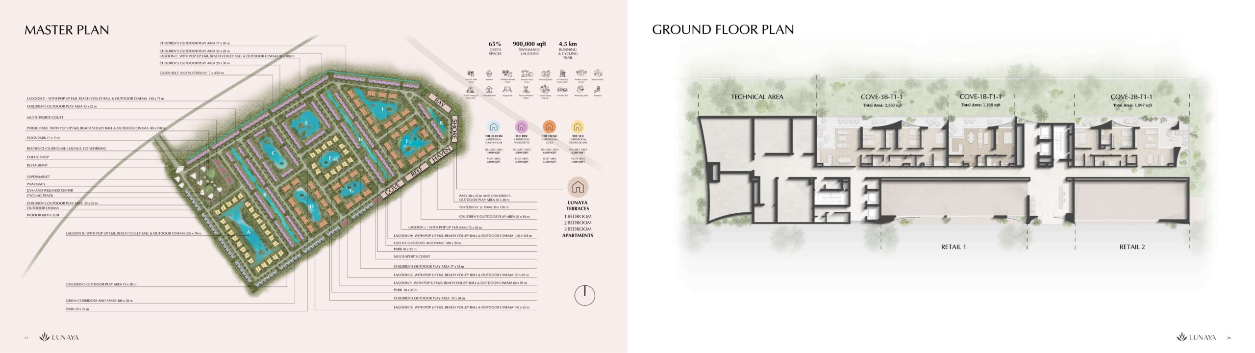 Ground floor plan at Cove at Lunaya Terraces by Zaya