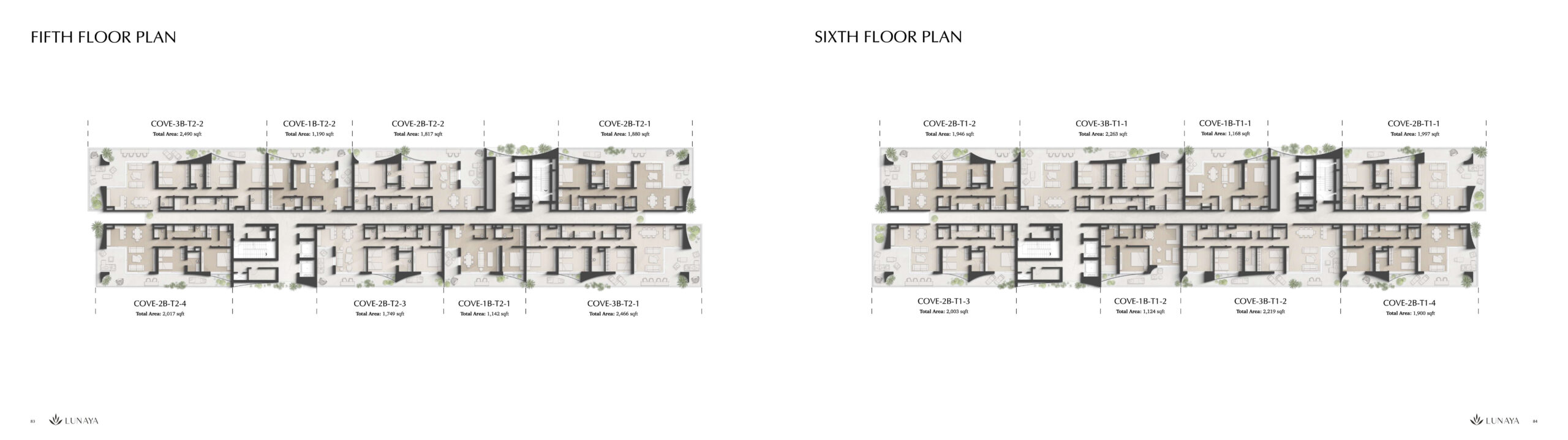 Upper floor layout at Cove at Lunaya Terraces